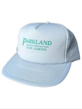 Vintage 80s 90s Parkland Oilfield Construction Trucker Hat Mesh Snapback Alberta